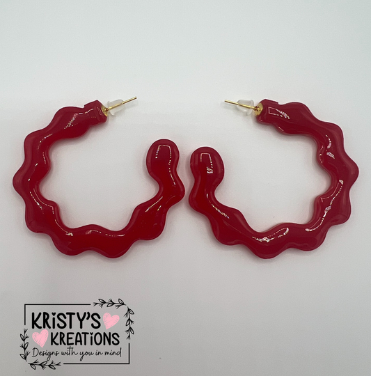 Solid Scalloped Hoops