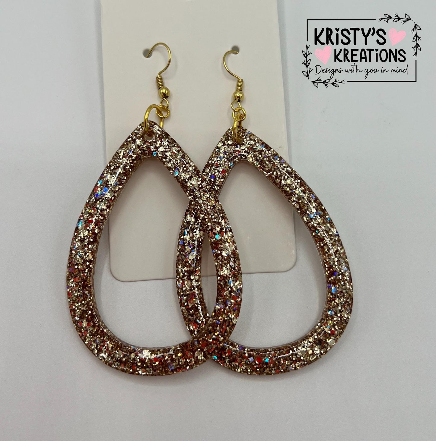 "Athena" Gold Glitter Teardrop Earrings
