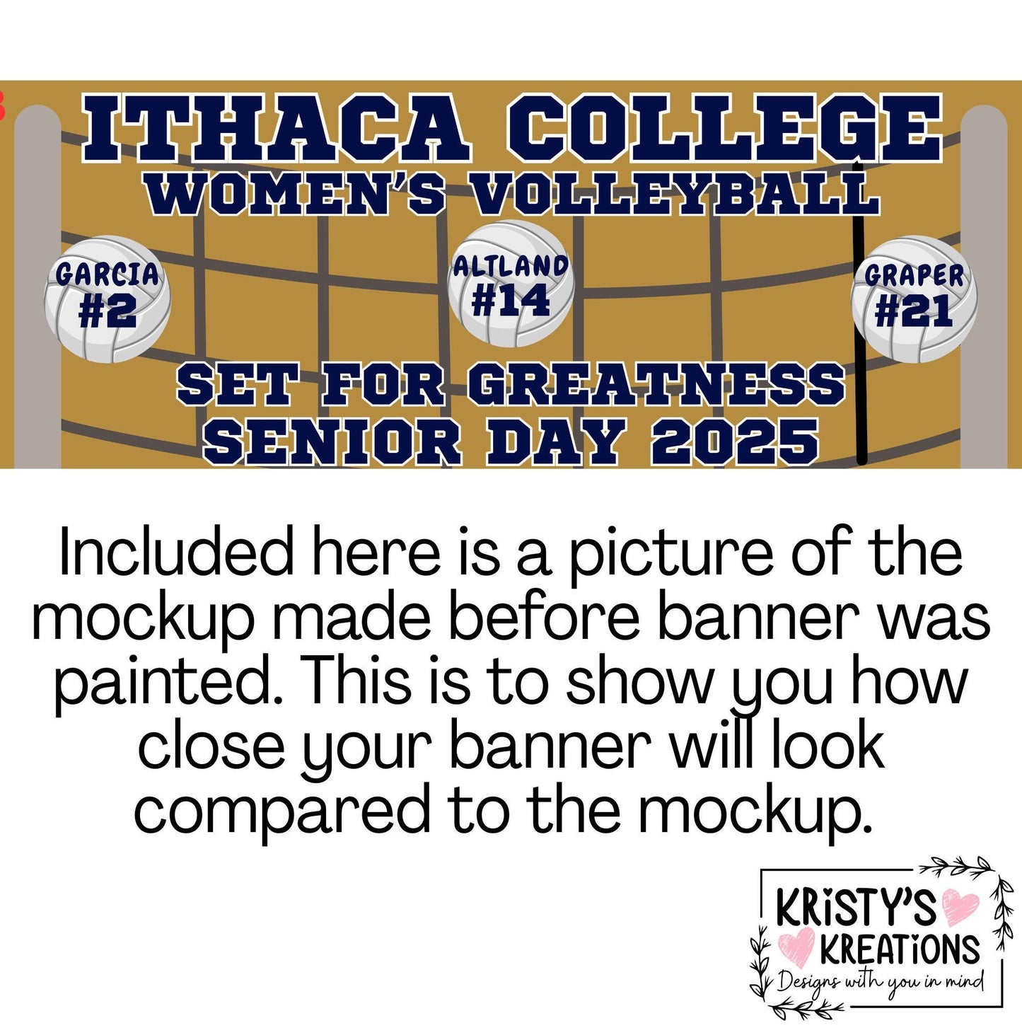 Handpainted Volleyball Banner - Custom Senior Night Sports Decor