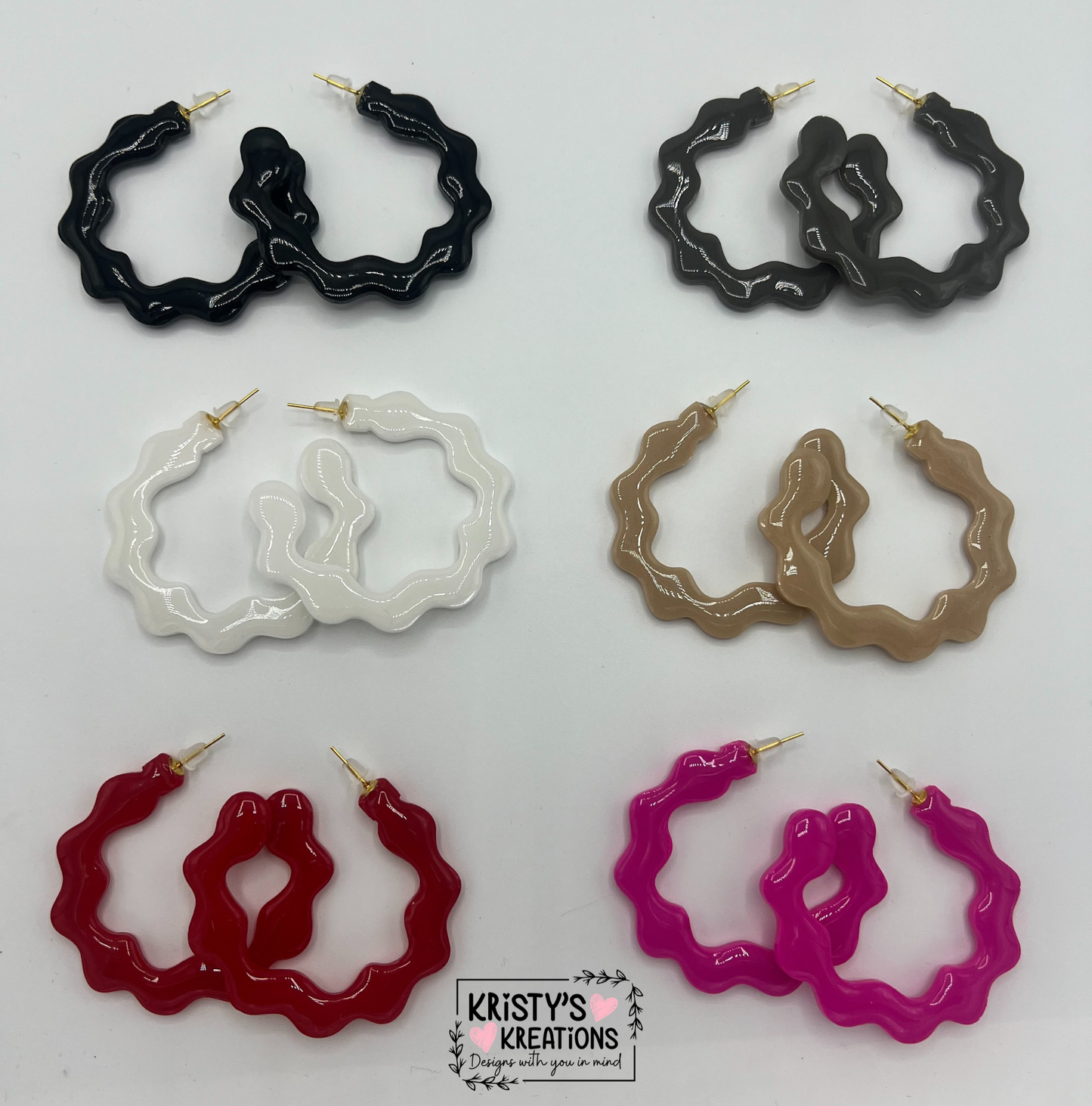 Solid Scalloped Hoops