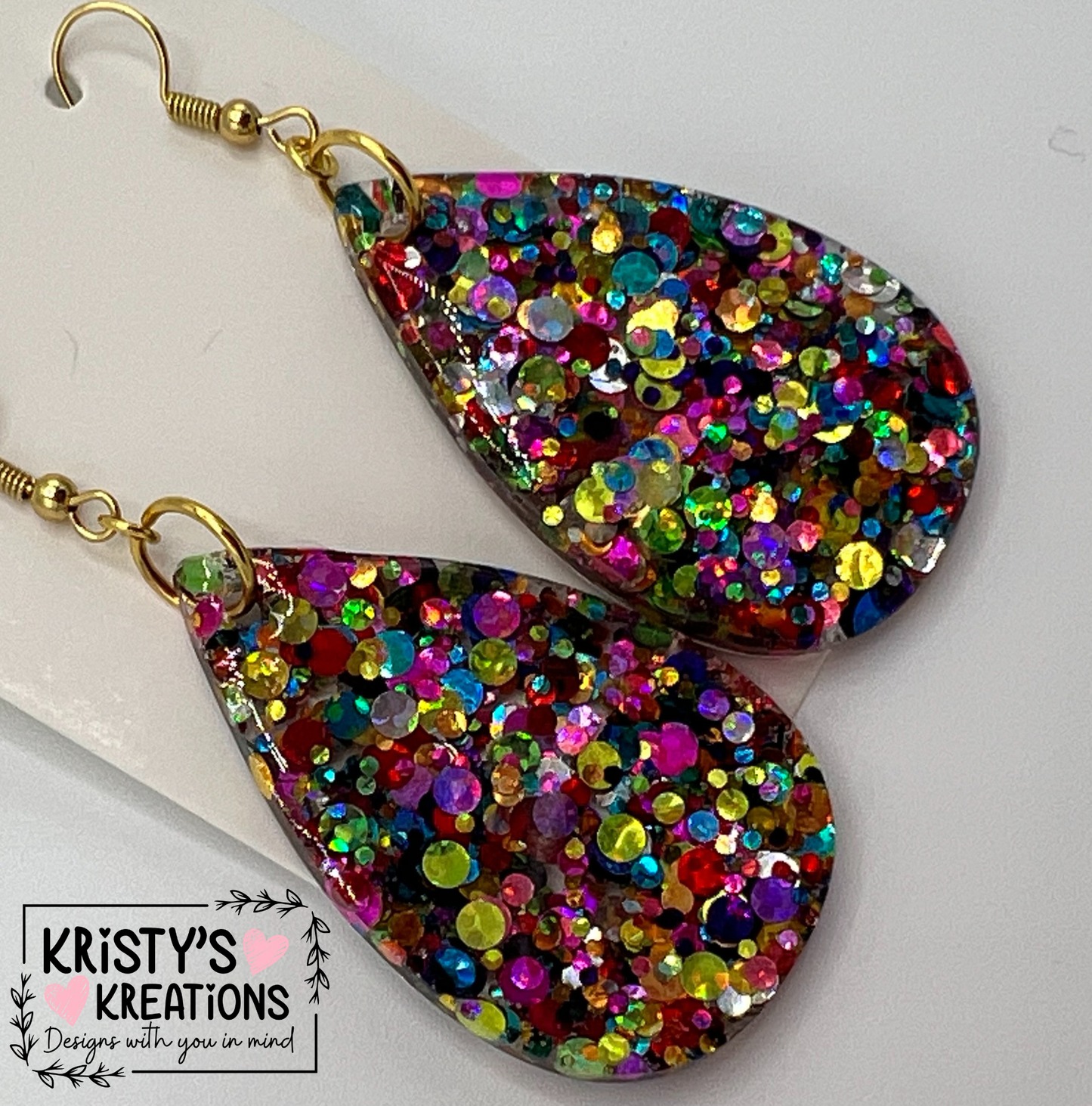 "Shenanigans" Glitter Teardrop Earrings