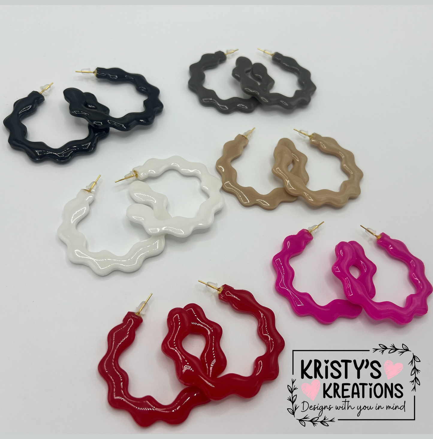 Solid Scalloped Hoops