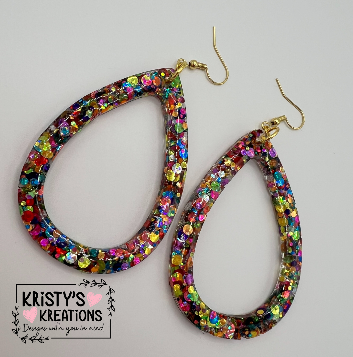 "Shenanigans" Glitter Teardrop Earrings