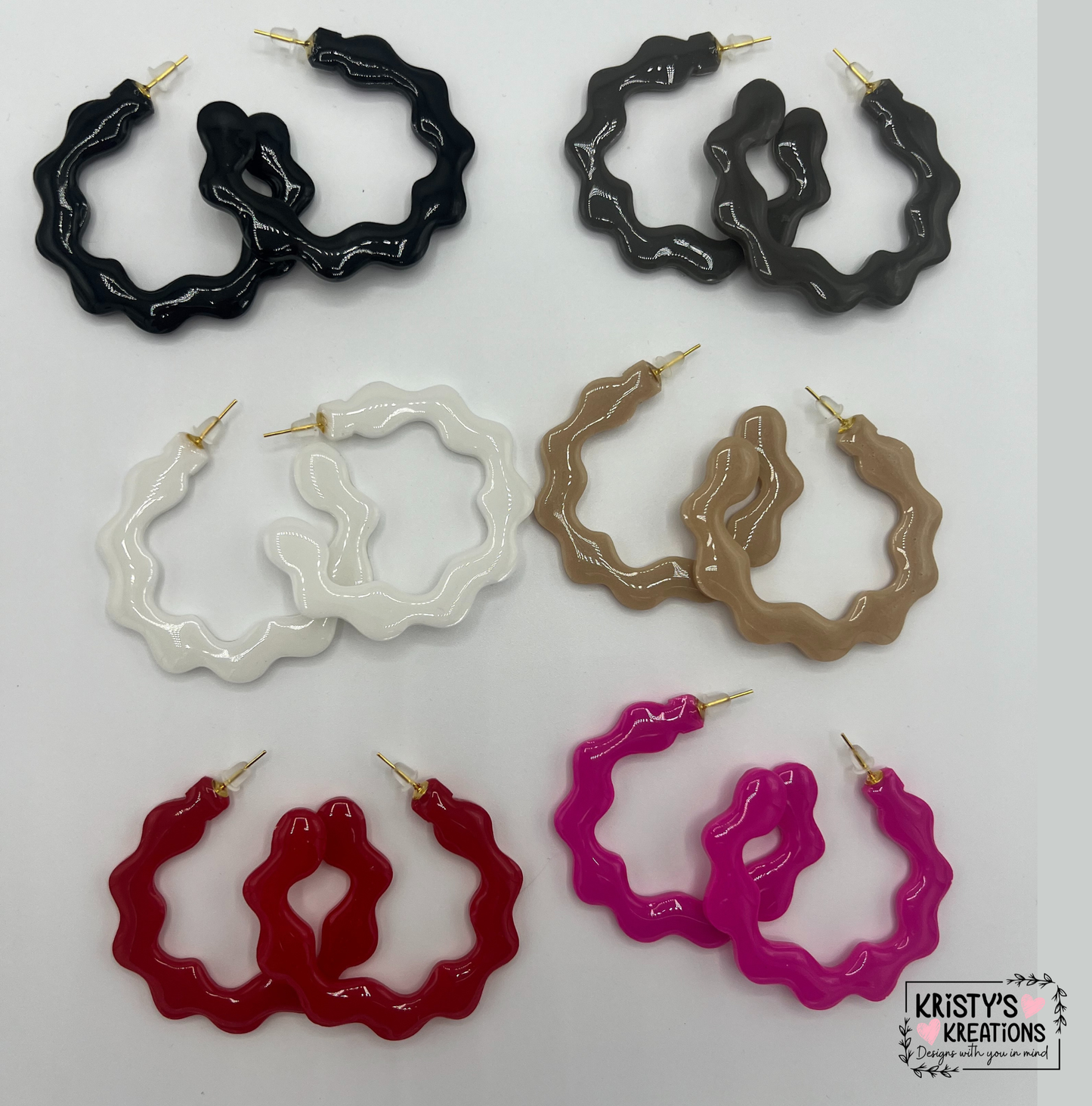 Solid Scalloped Hoops