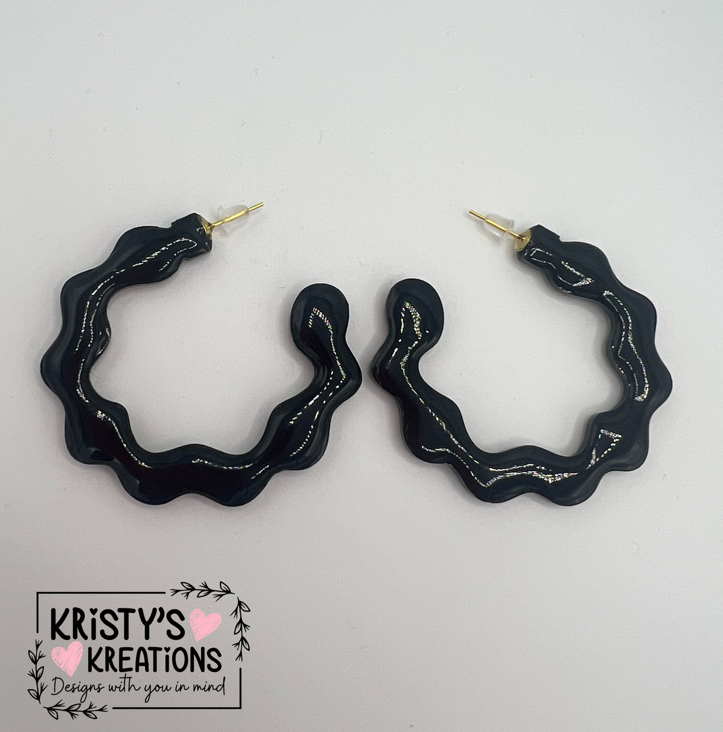 Solid Scalloped Hoops