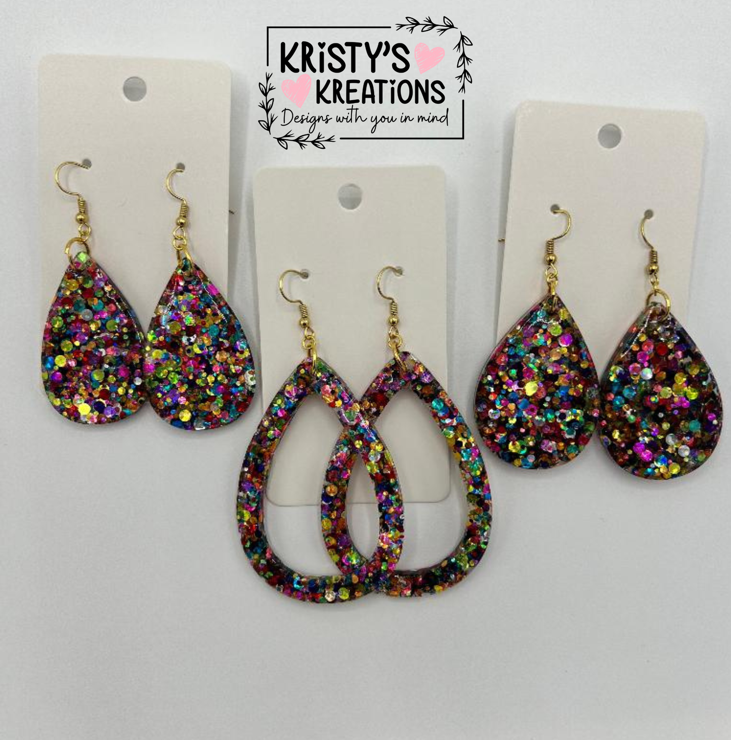 "Shenanigans" Glitter Teardrop Earrings