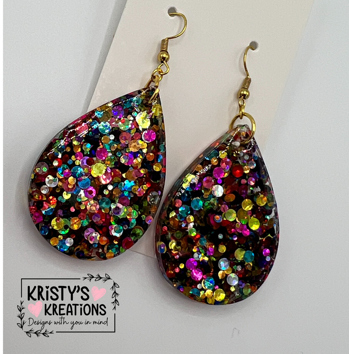 "Shenanigans" Glitter Teardrop Earrings