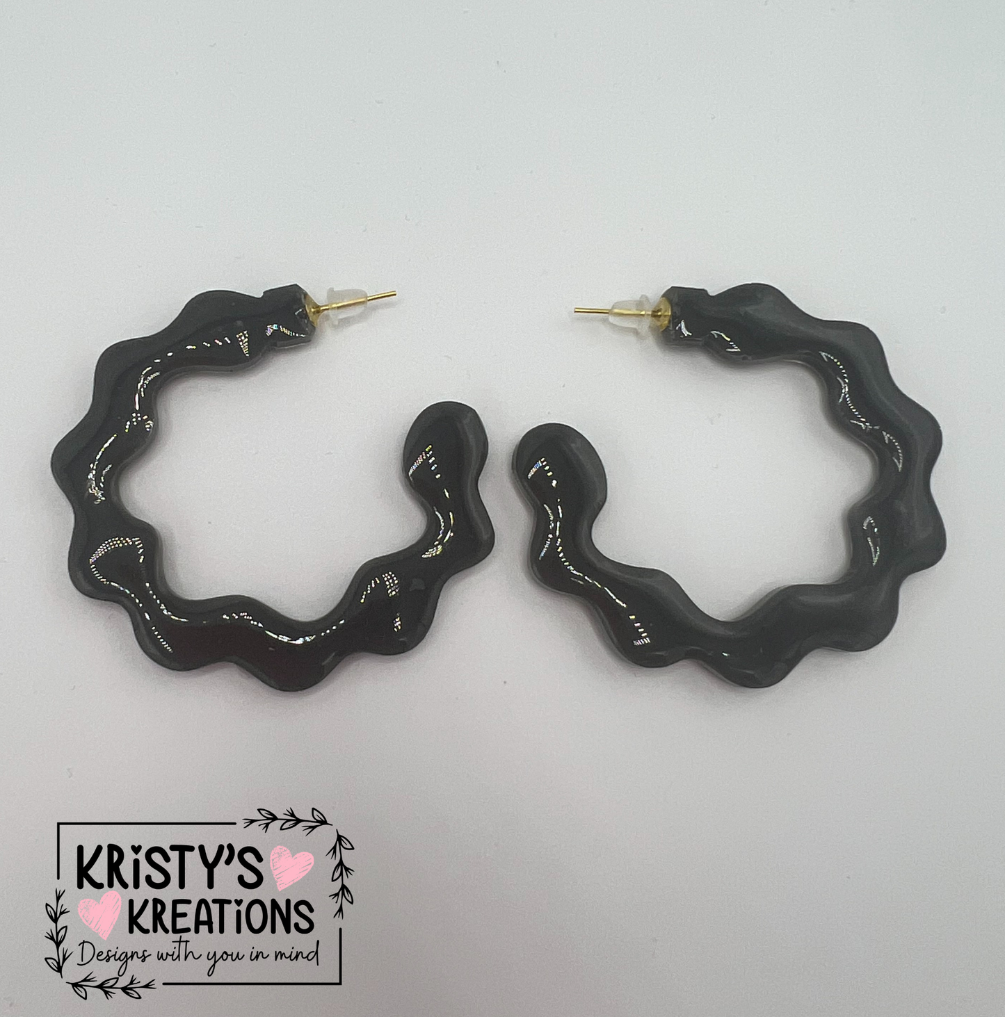 Solid Scalloped Hoops