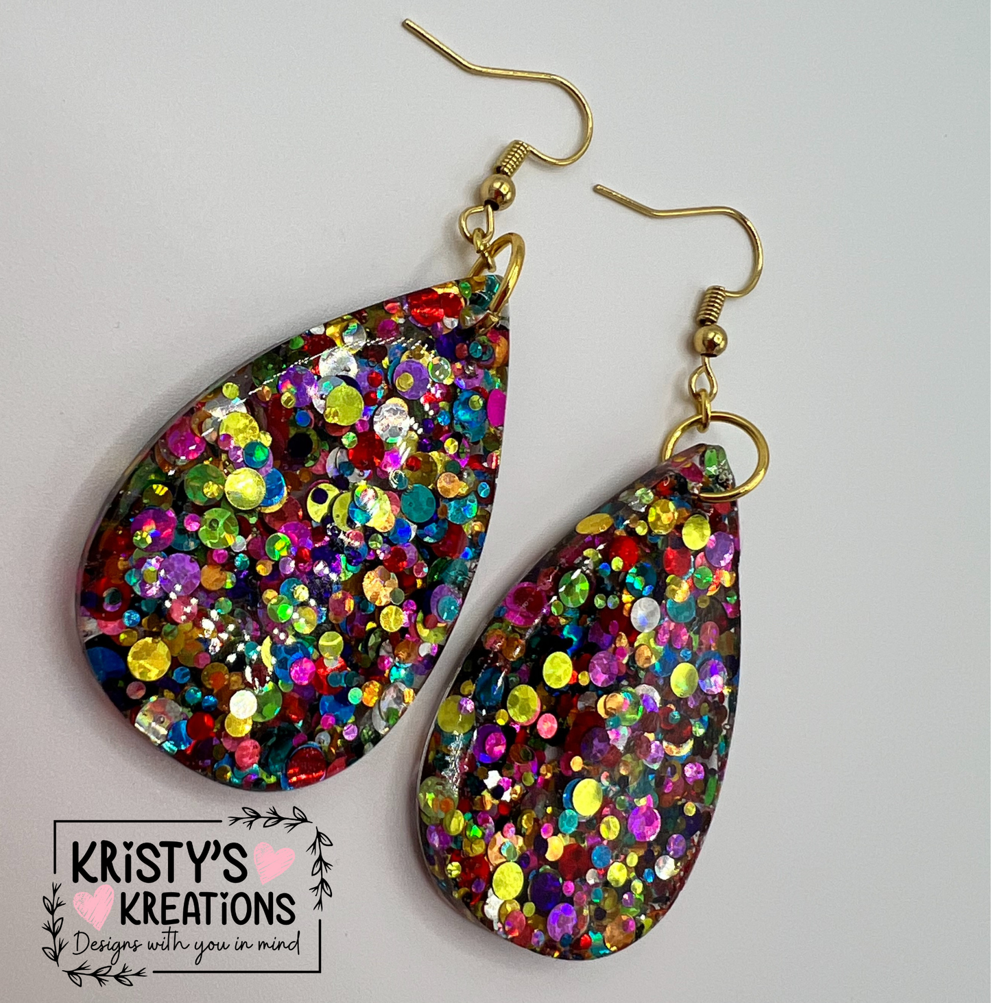 "Shenanigans" Glitter Teardrop Earrings