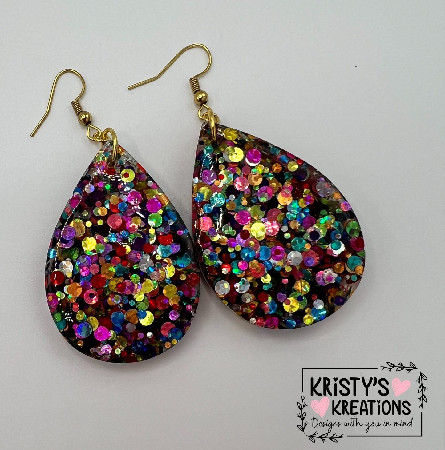 "Shenanigans" Glitter Teardrop Earrings