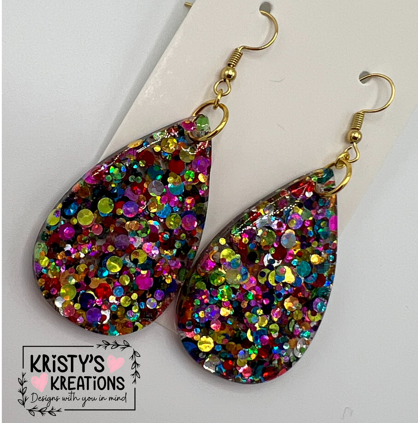 "Shenanigans" Glitter Teardrop Earrings