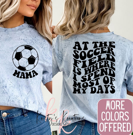 Soccer Mom T-Shirt: Comfort Colors, Soccer Field Design