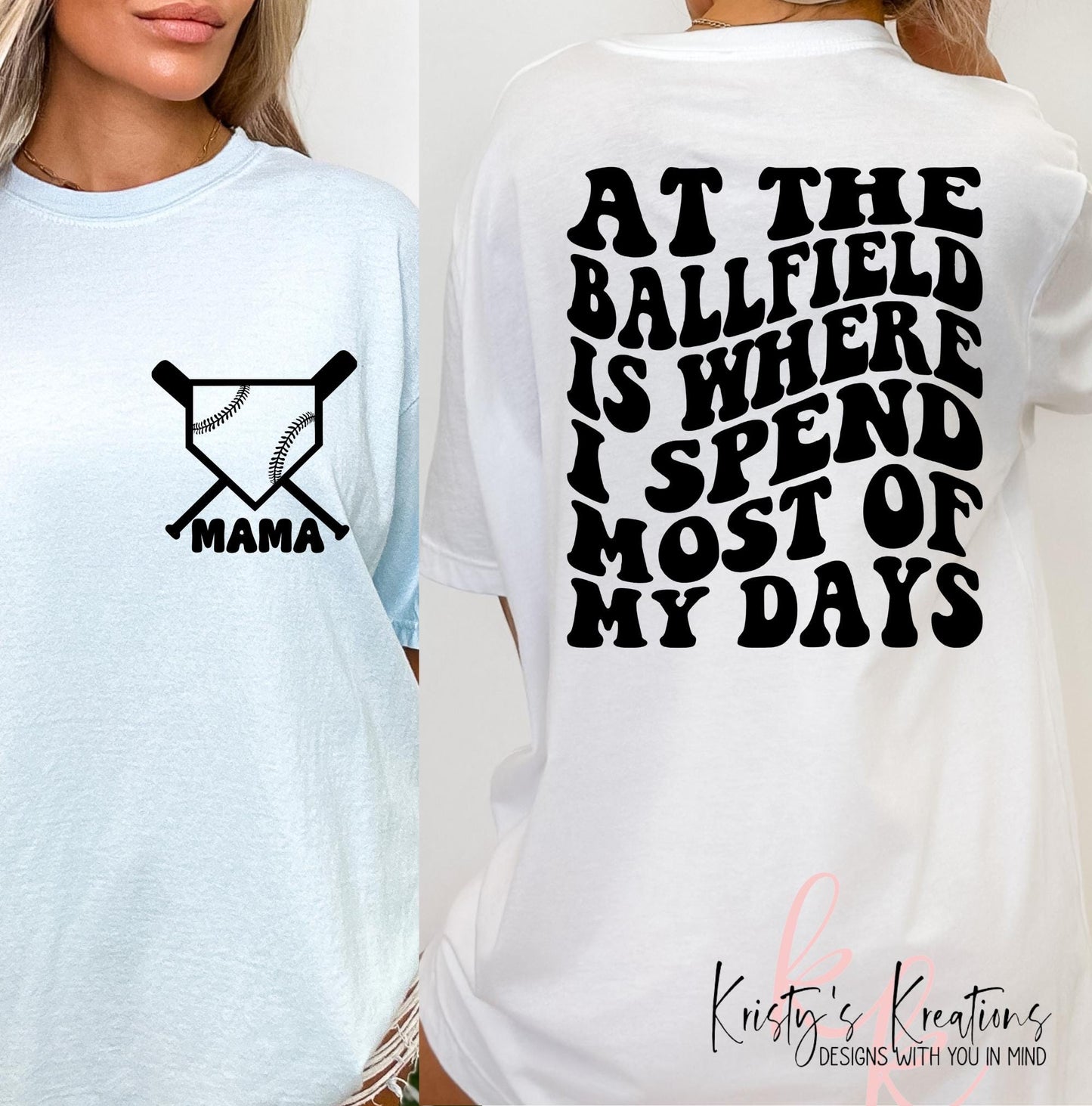 Comfort Colors Baseball Mama T-Shirt - At The Ballfield Design