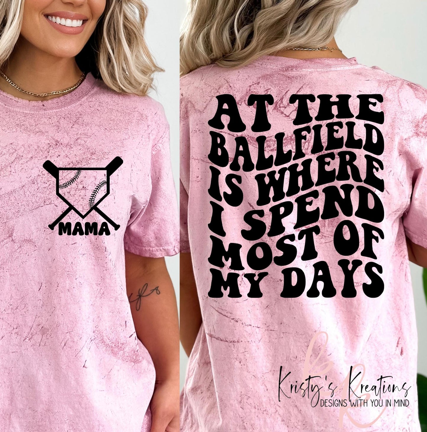 Comfort Colors Baseball Mama T-Shirt - At The Ballfield Design