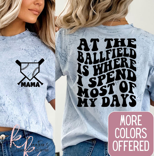 Comfort Colors Baseball Mama T-Shirt - At The Ballfield Design