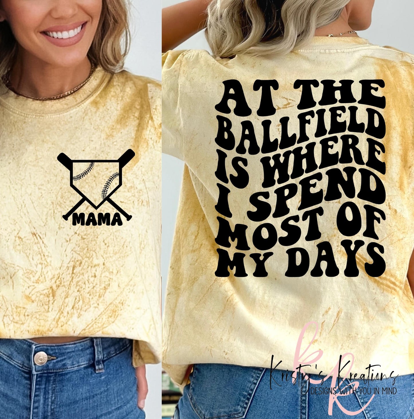 Comfort Colors Baseball Mama T-Shirt - At The Ballfield Design
