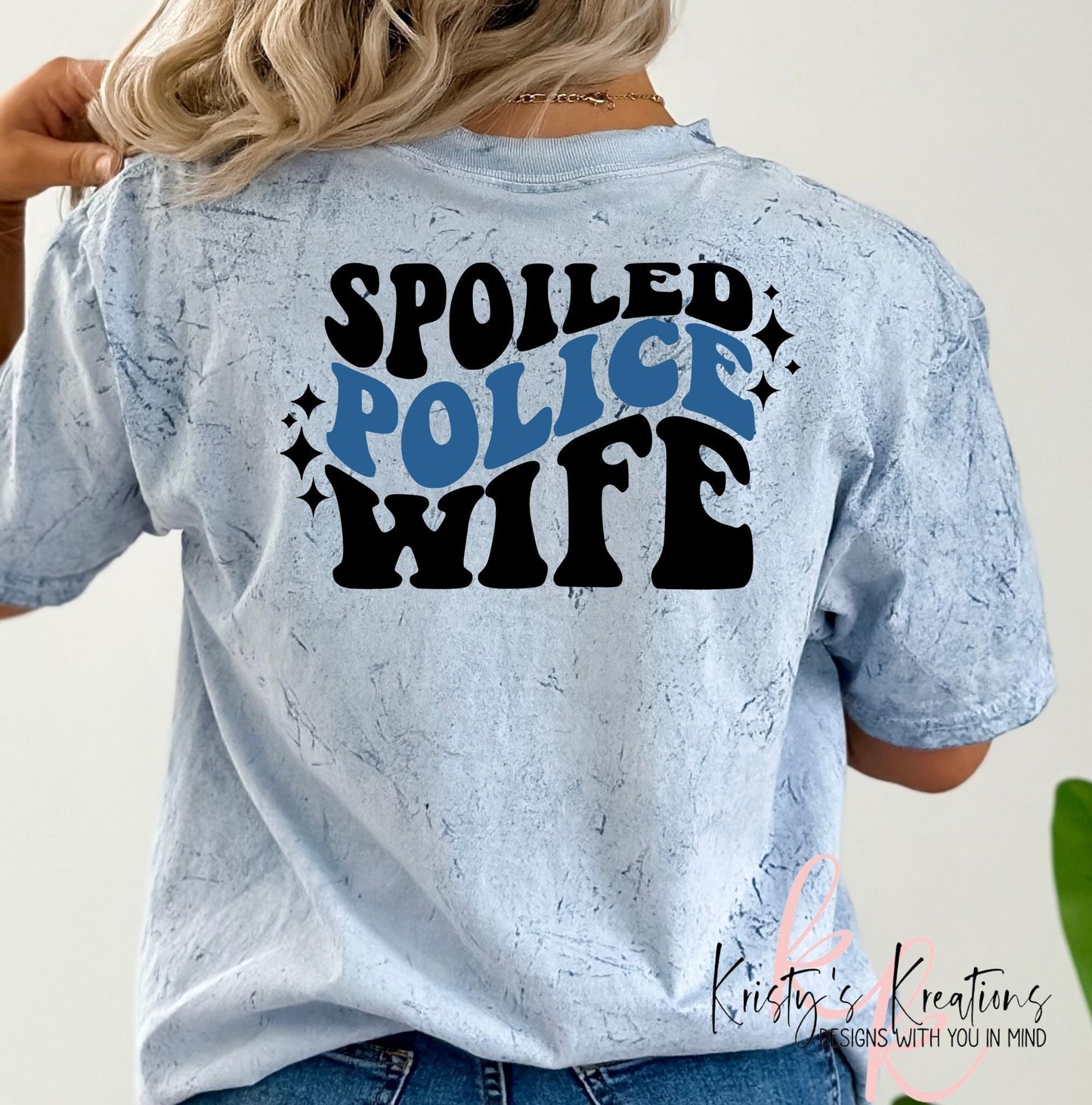 Spoiled Police Wife Comfort Colors T-Shirt - Color Blast Smoke Gray
