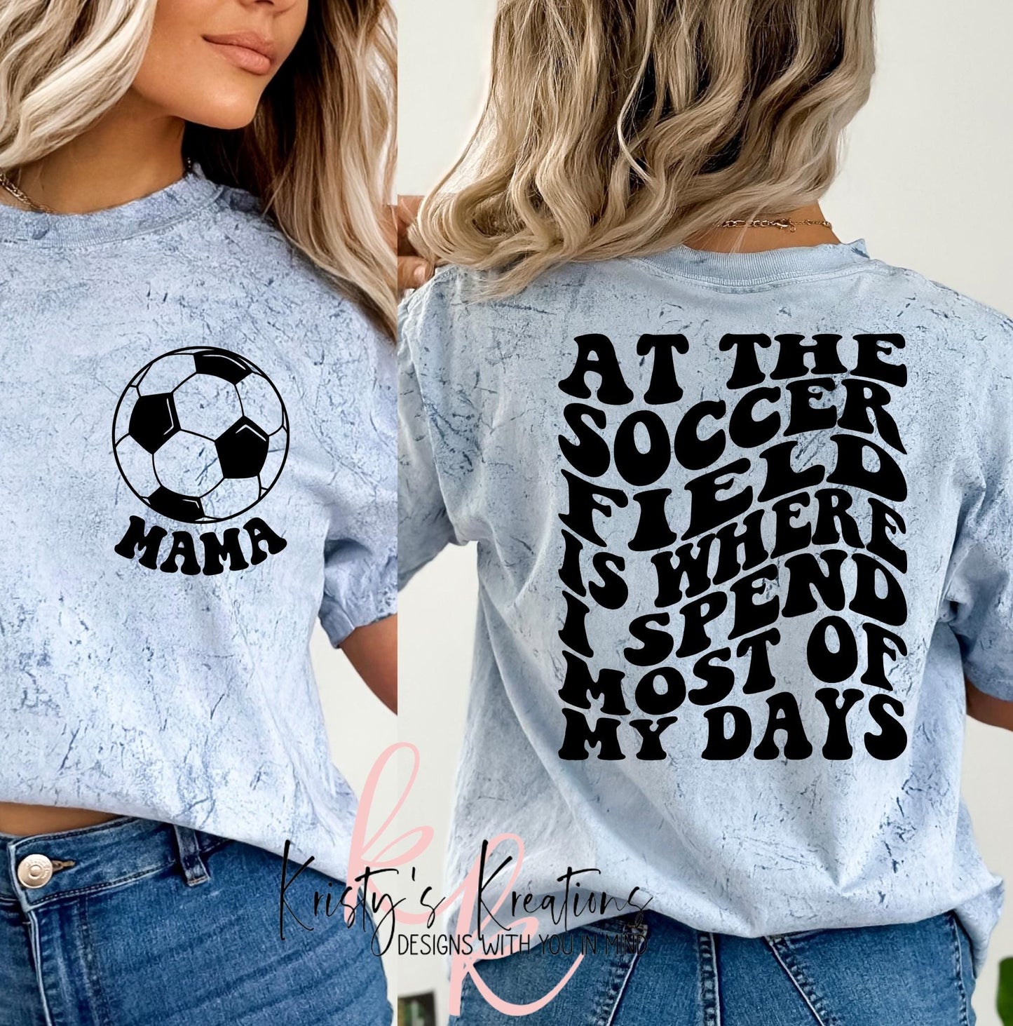 Soccer Mom T-Shirt: Comfort Colors, Soccer Field Design