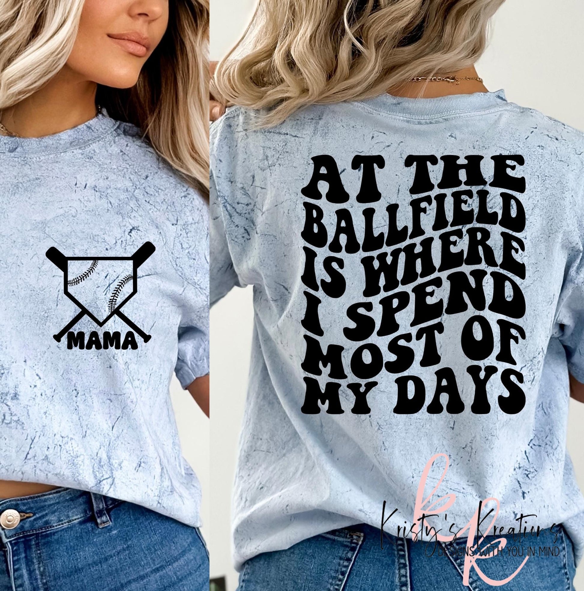 Comfort Colors Baseball Mama T-Shirt - At The Ballfield Design