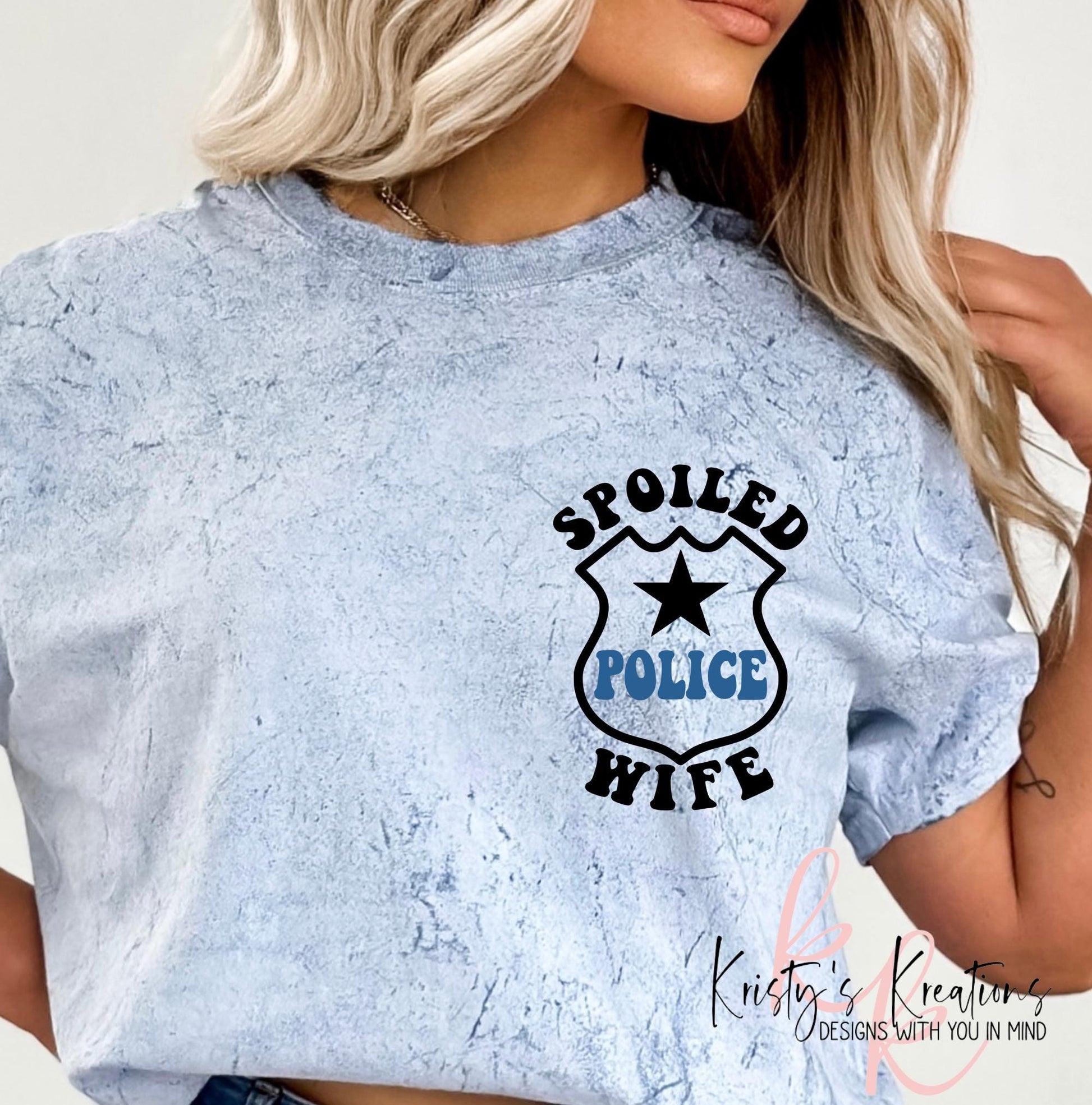 Spoiled Police Wife Comfort Colors T-Shirt - Color Blast Smoke Gray
