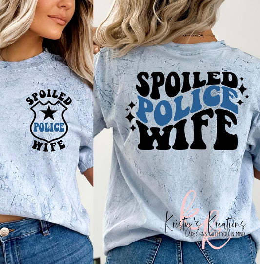 Spoiled Police Wife Comfort Colors T-Shirt - Color Blast Smoke Gray