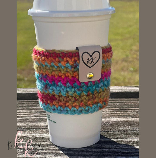 Bright Multicolor Coffee Sleeve - Crochet Cup Sleeve