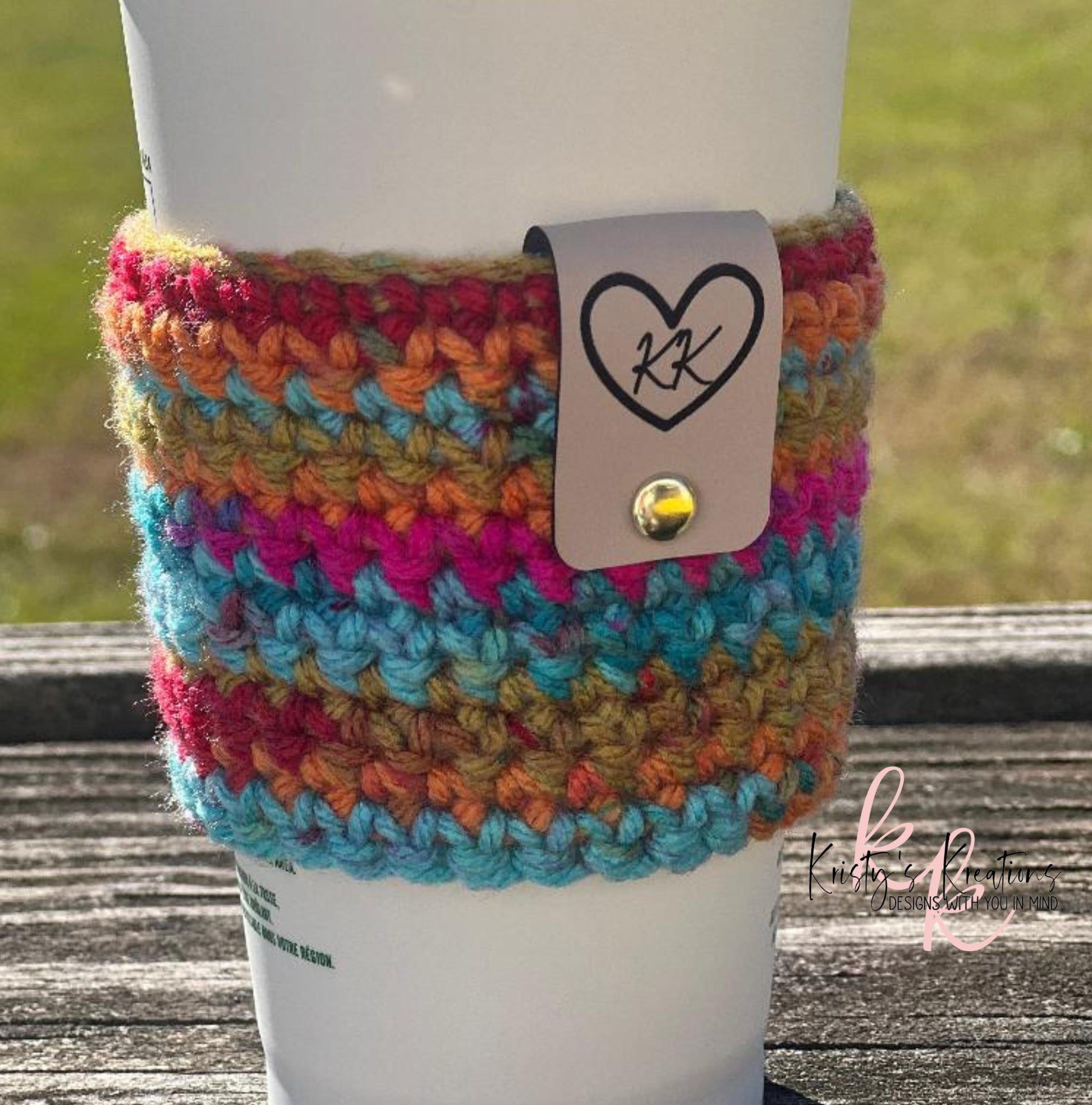 Bright Multicolor Coffee Sleeve - Crochet Cup Sleeve