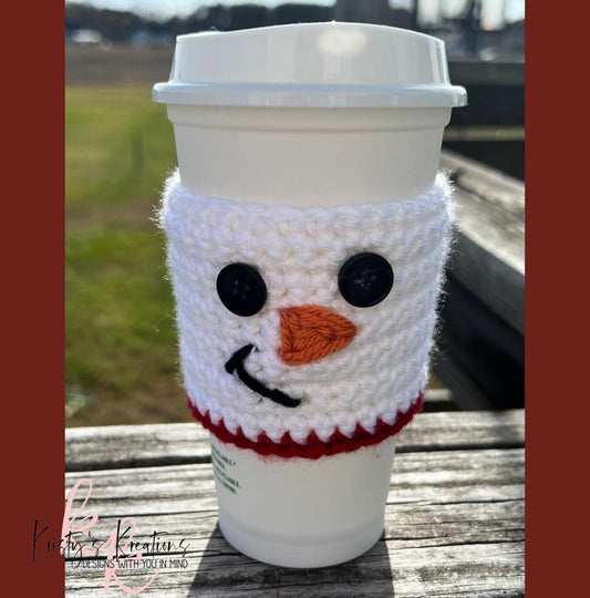 Snowman Coffee Cup Sleeve - Crochet Cup Cozy