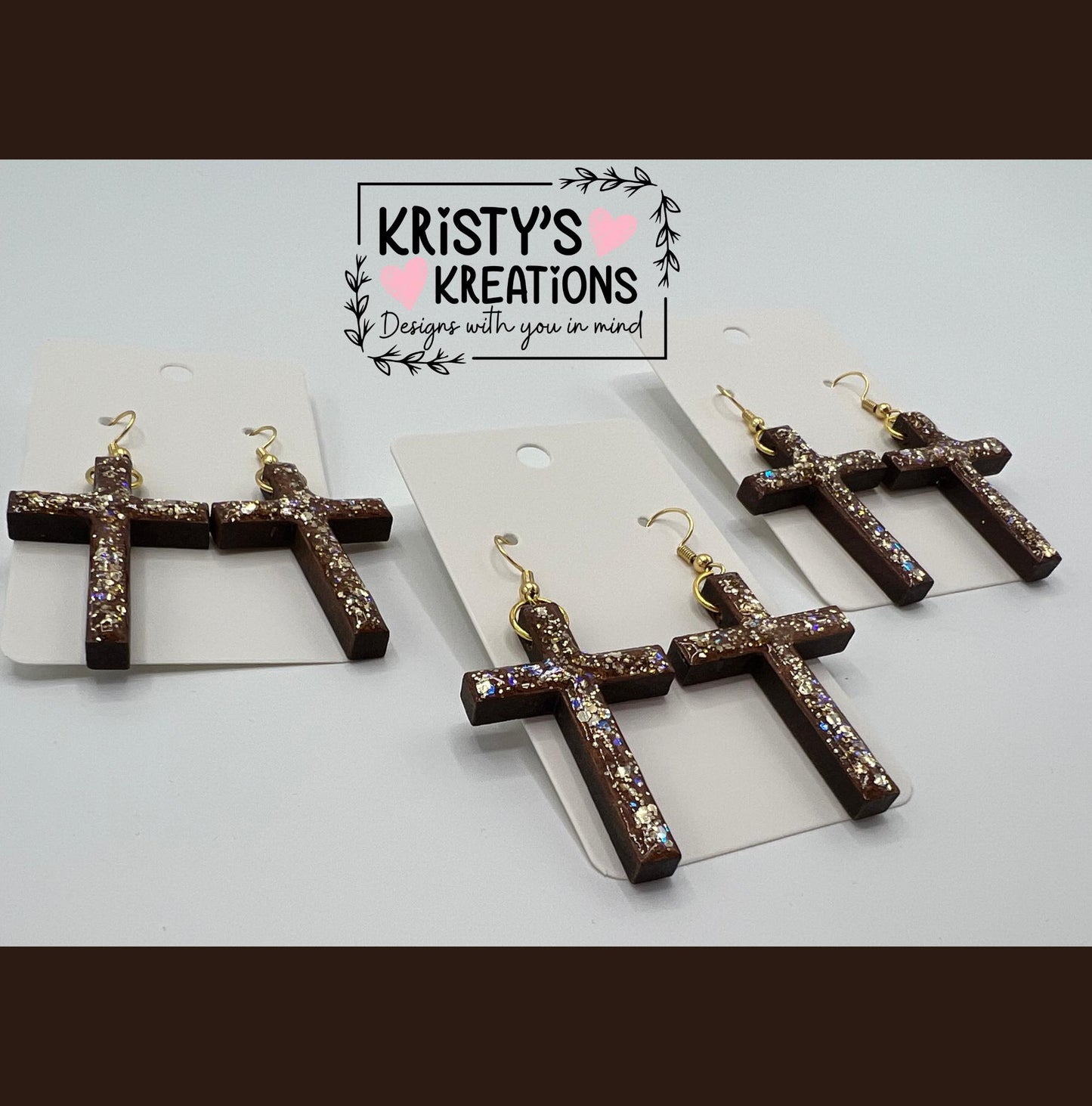 Rooted Wood Cross Earrings