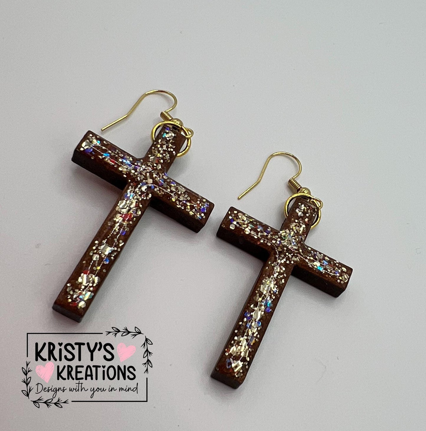 Rooted Wood Cross Earrings