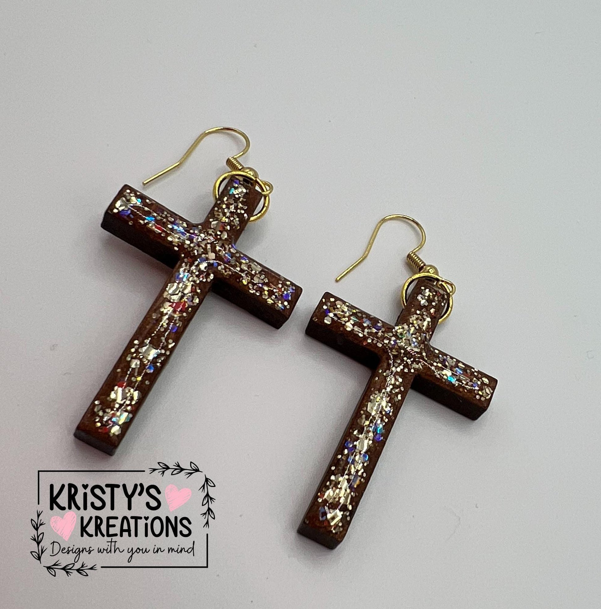 Rooted Wood Cross Earrings