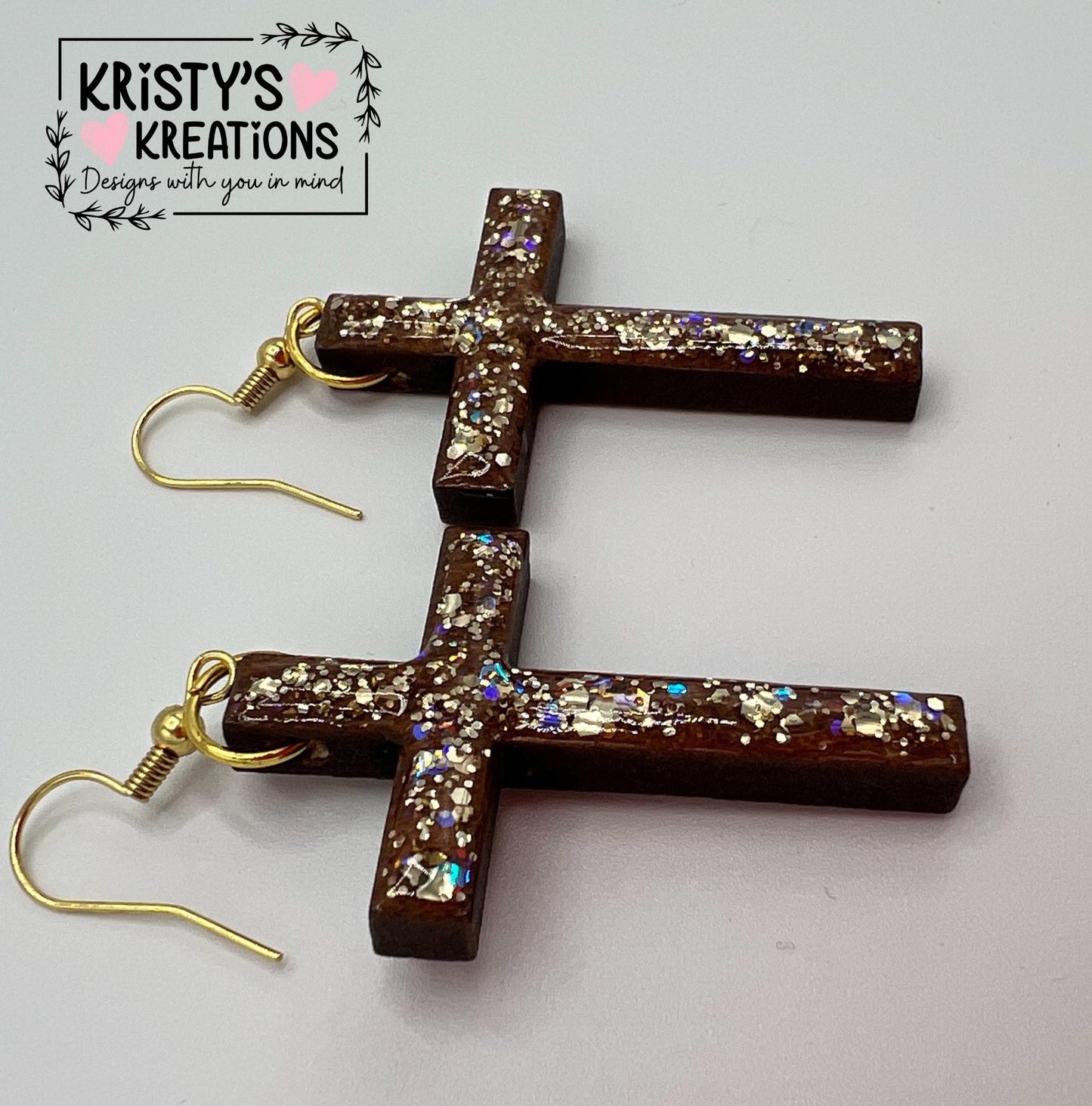Rooted Wood Cross Earrings