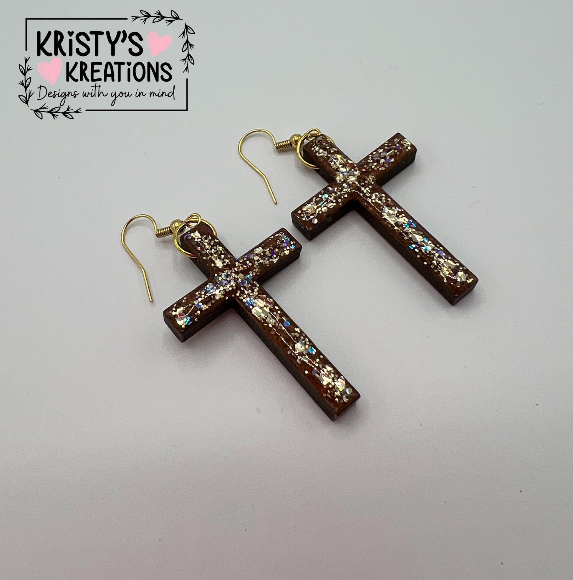 Rooted Wood Cross Earrings