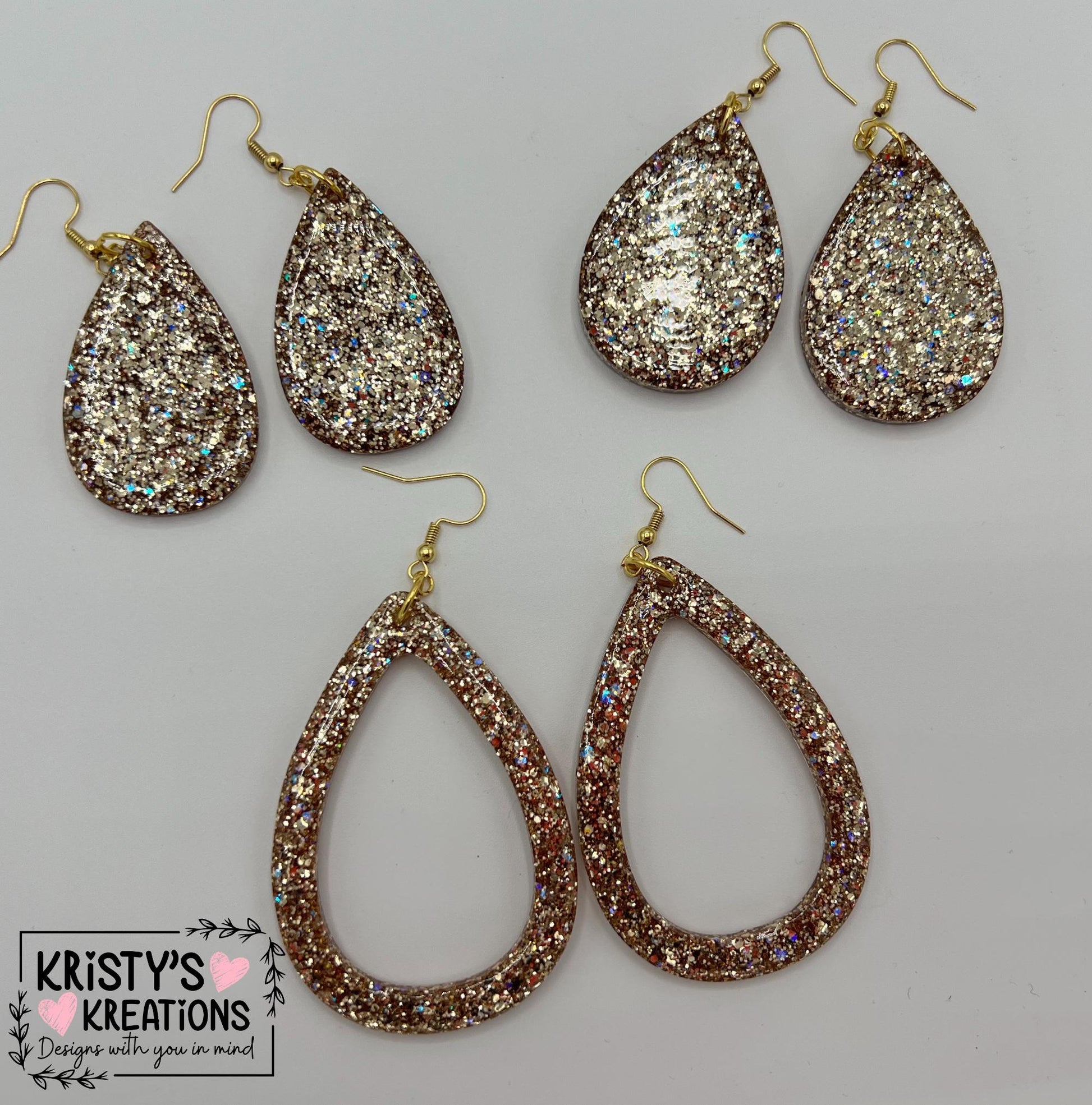Athena Glitter Teardrop Earrings - Gold Earrings