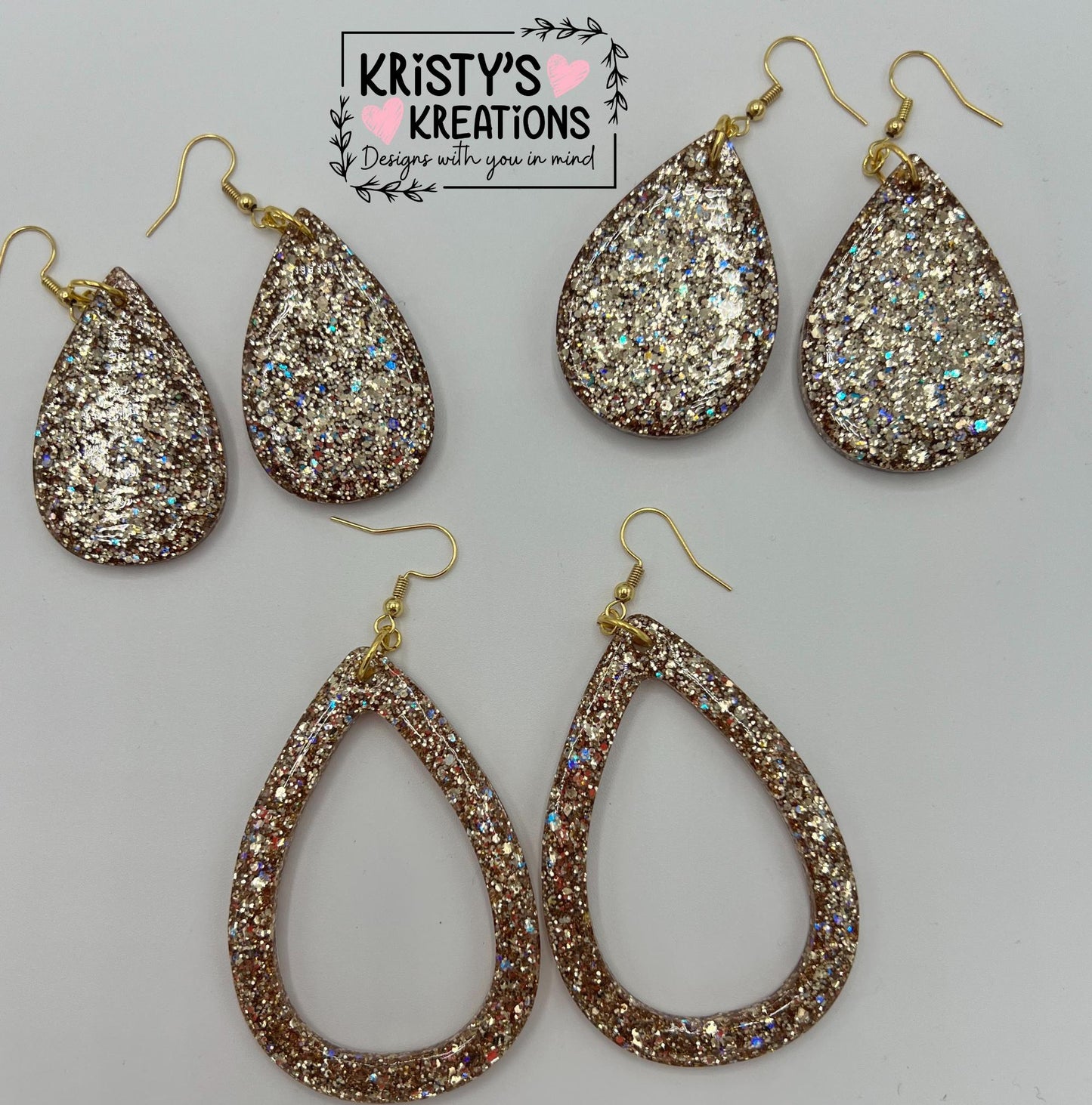 Athena Glitter Teardrop Earrings - Gold Earrings