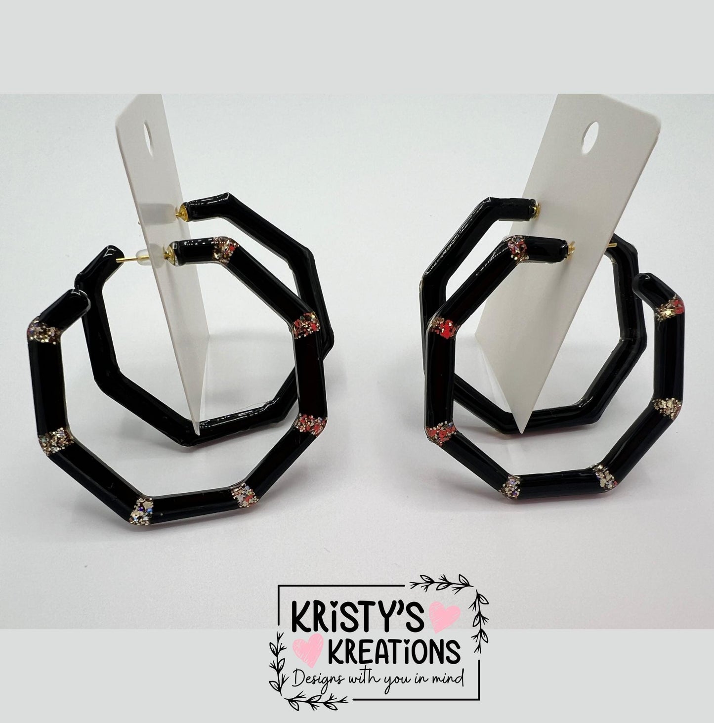 Pitch Black Mia Hoops - Large Hoop Earrings