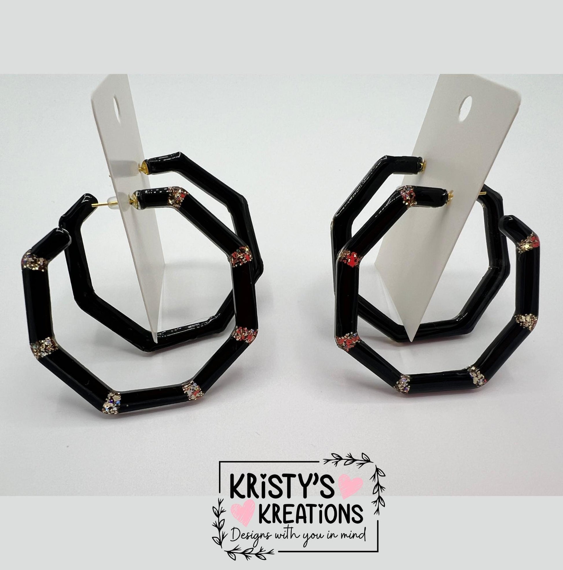 Pitch Black Mia Hoops - Large Hoop Earrings