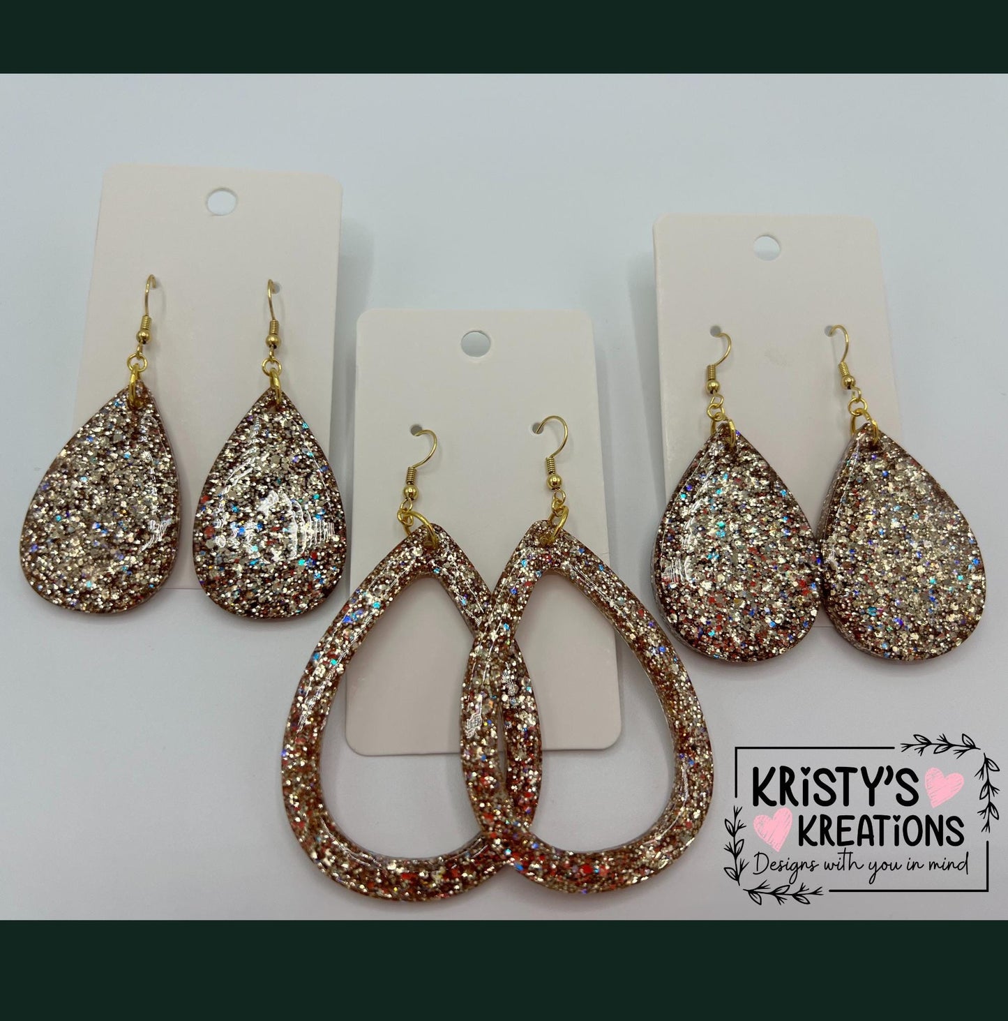 "Athena" Gold Glitter Teardrop Earrings