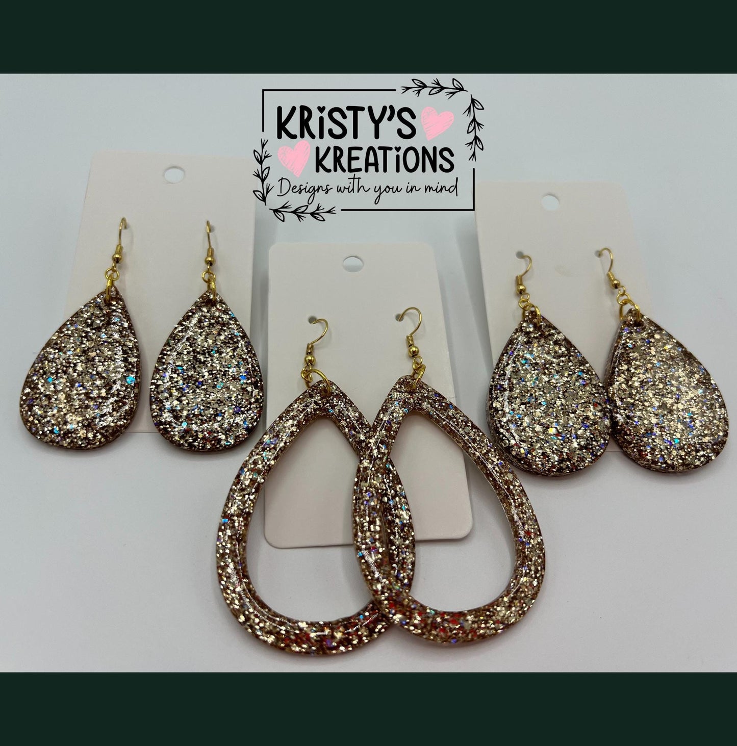 Athena Glitter Teardrop Earrings - Gold Earrings