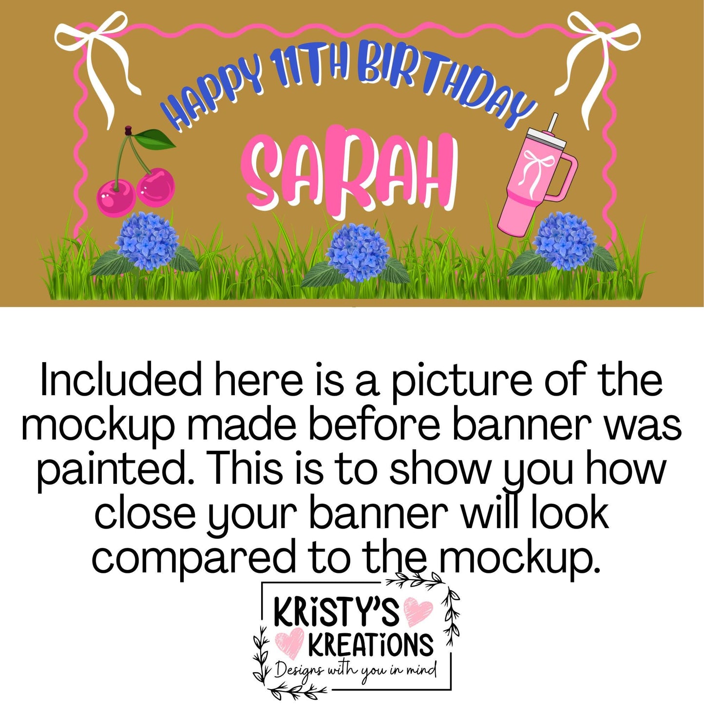 Custom Handpainted Birthday Banner: Preppy Party Decor with Glitter