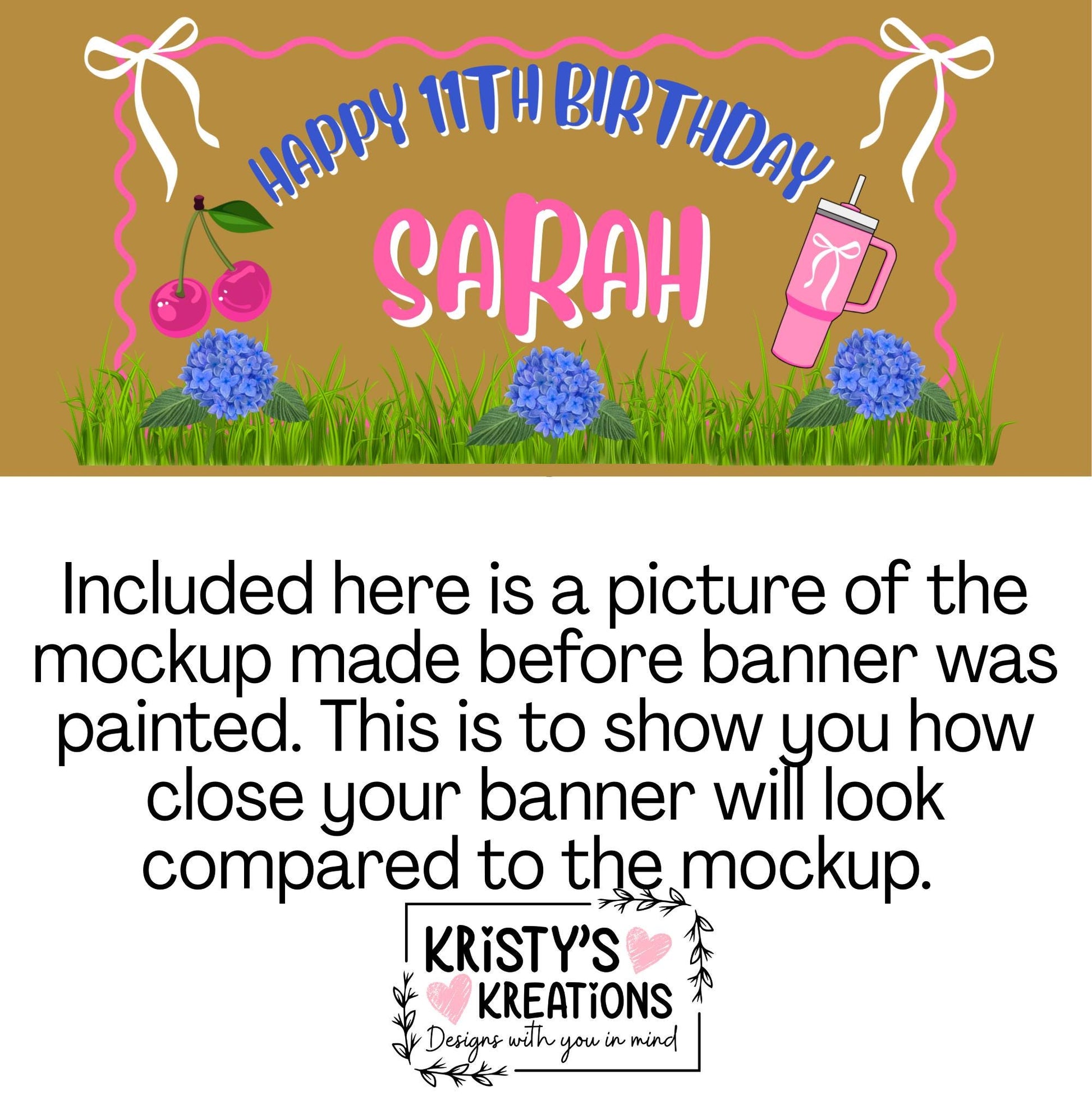 Custom Handpainted Birthday Banner: Preppy Party Decor with Glitter