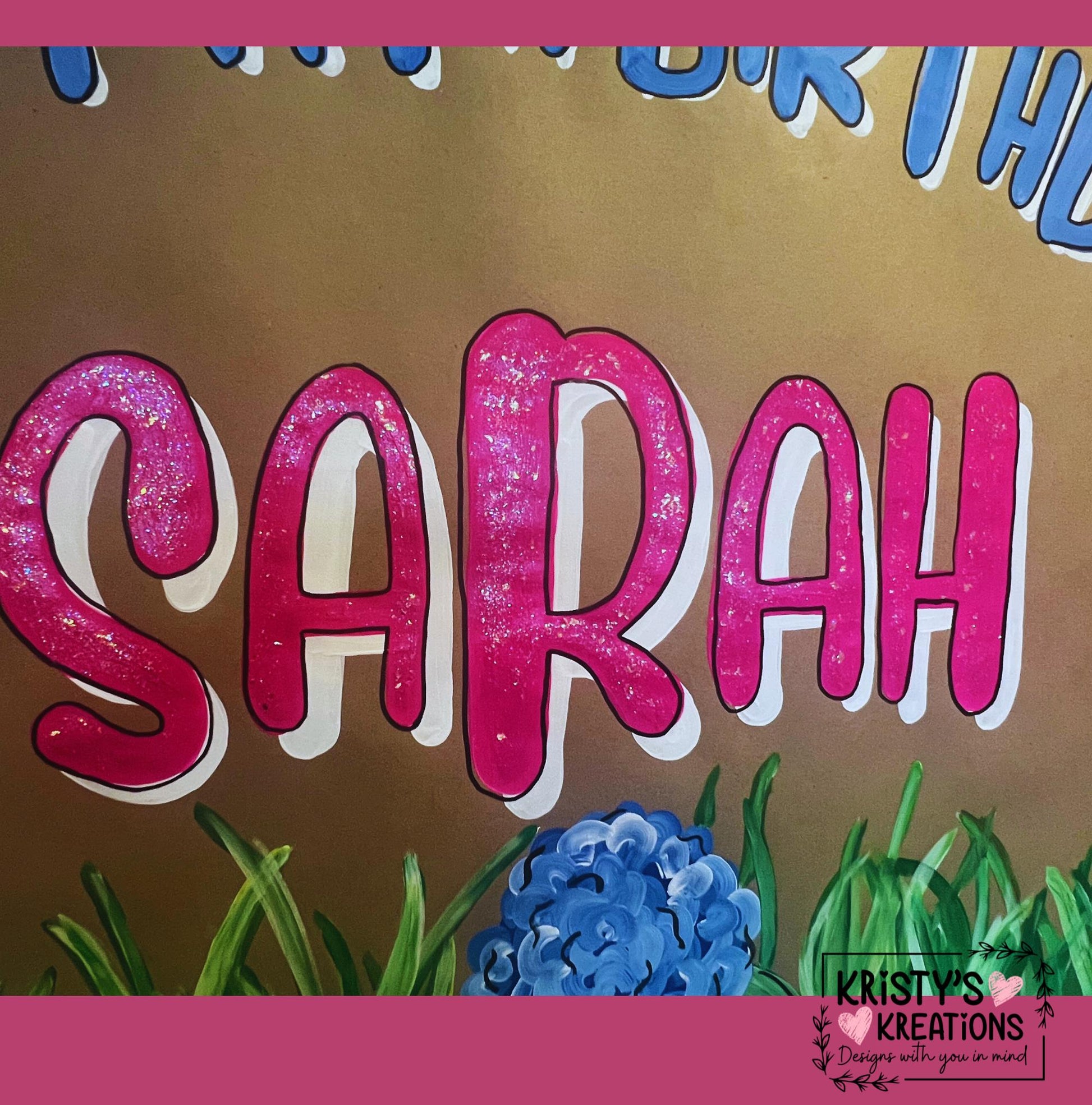 Custom Handpainted Birthday Banner: Preppy Party Decor with Glitter