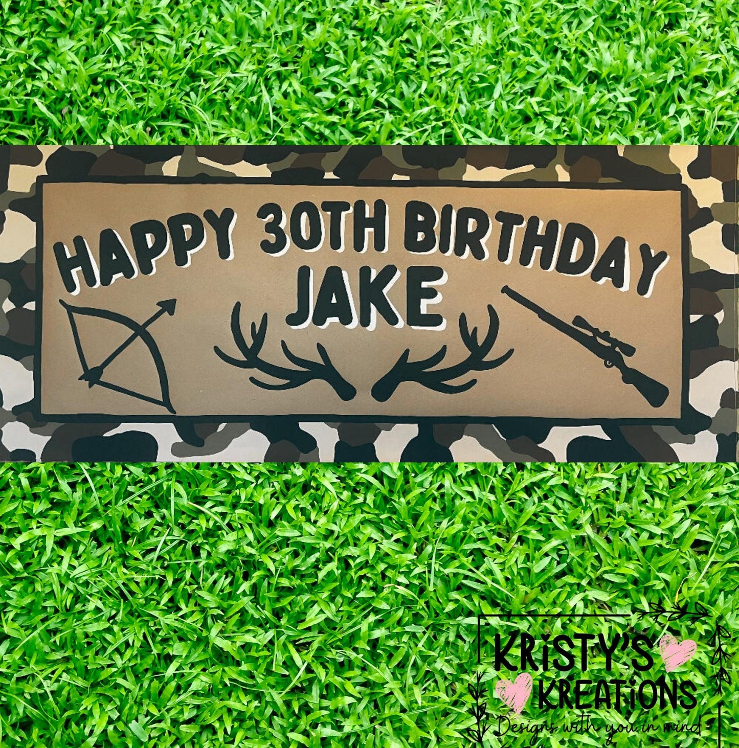 CUSTOM Handpainted Hunting Theme Birthday Banner - Personalized Party Decor