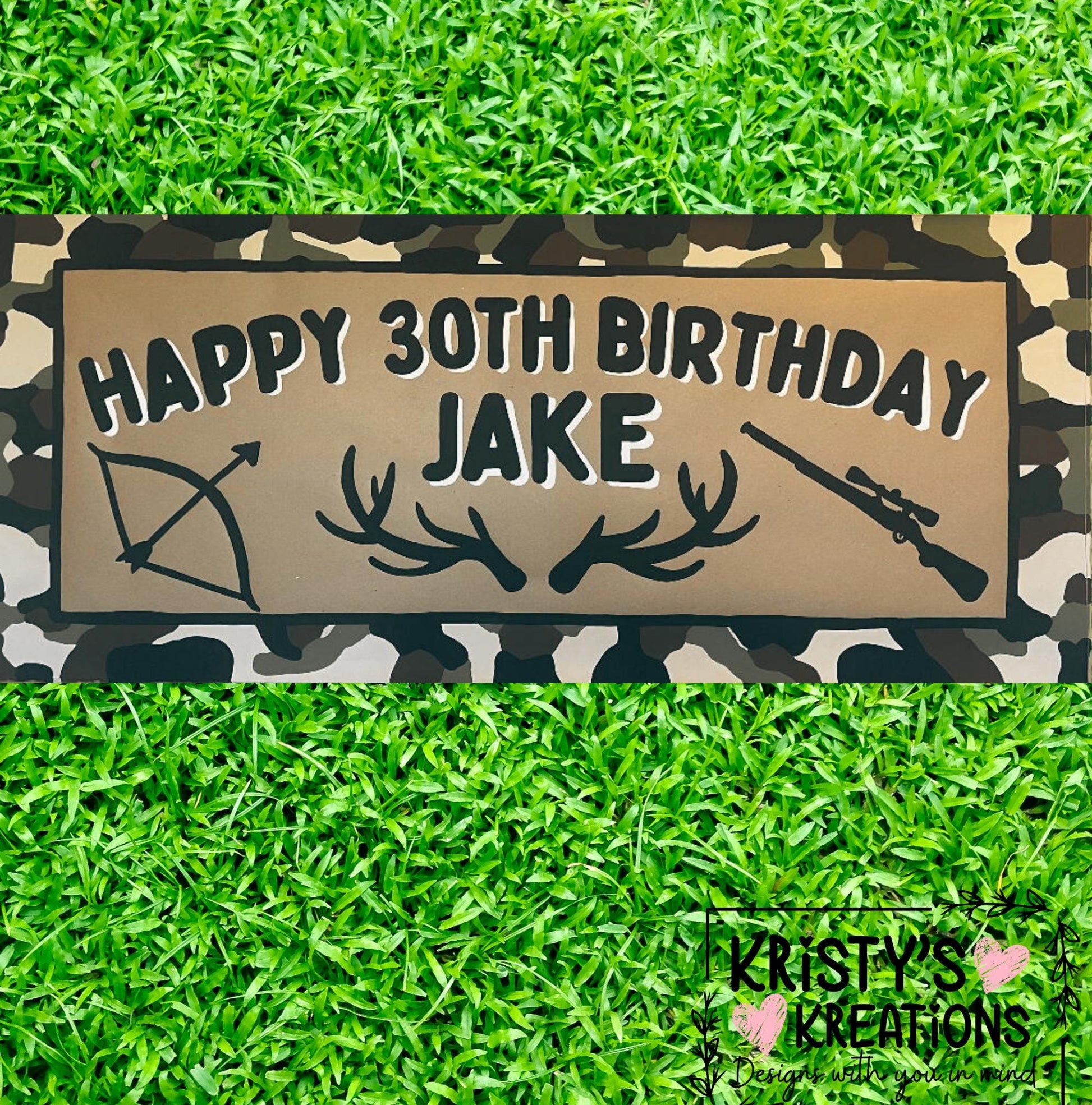 CUSTOM Handpainted Hunting Theme Birthday Banner - Personalized Party Decor