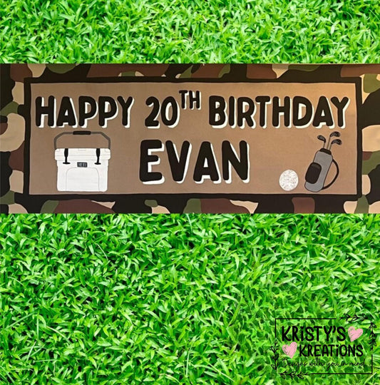 Custom Handpainted Camo Birthday Banner: Personalized Party Decor