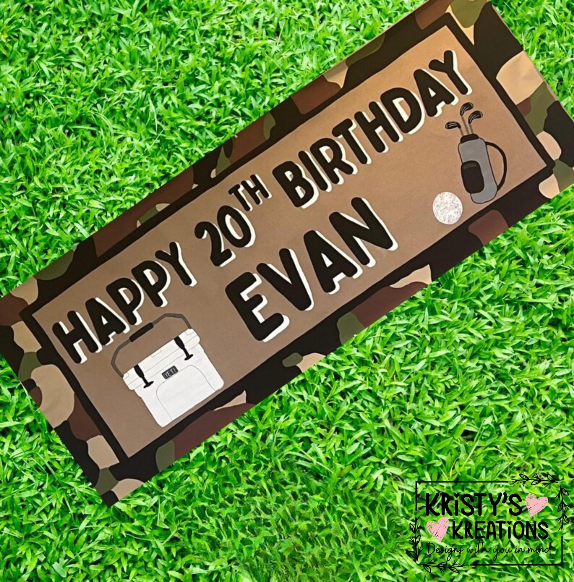 Custom Handpainted Camo Birthday Banner: Personalized Party Decor