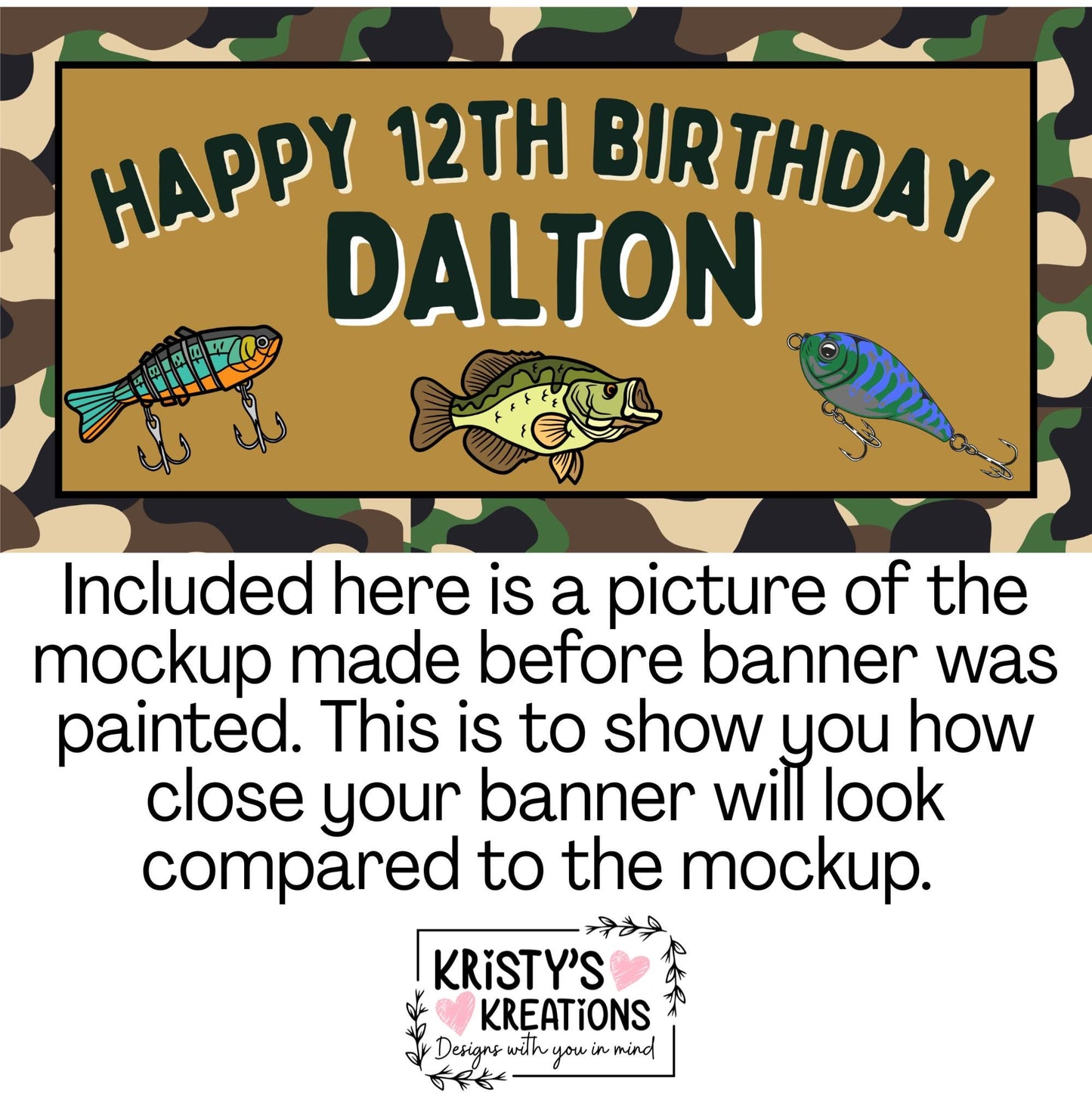 Custom Handpainted Camo Birthday Banner: Personalized Party Decor