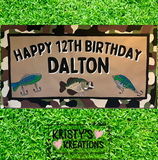 Custom Handpainted Camo Birthday Banner: Personalized Party Decor