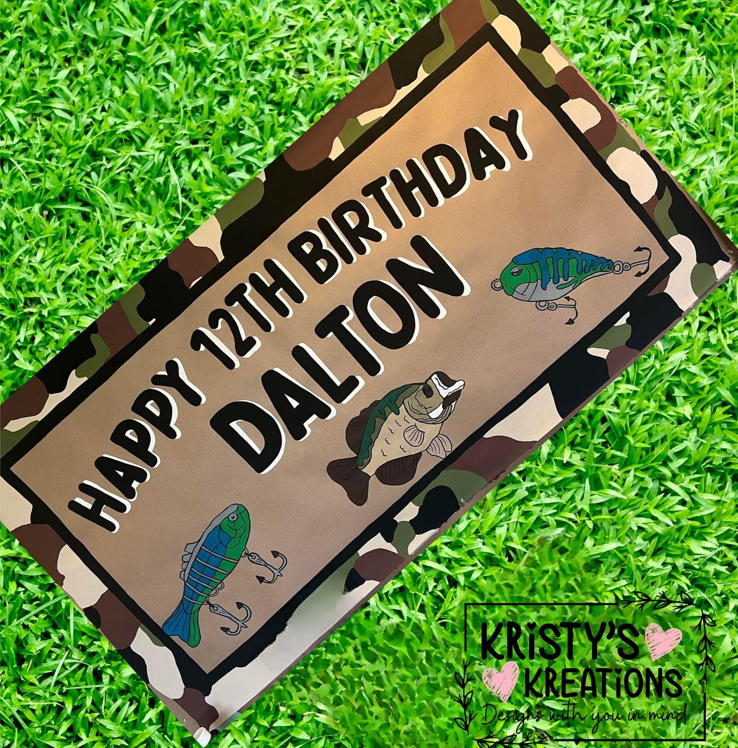 Custom Handpainted Camo Birthday Banner: Personalized Party Decor