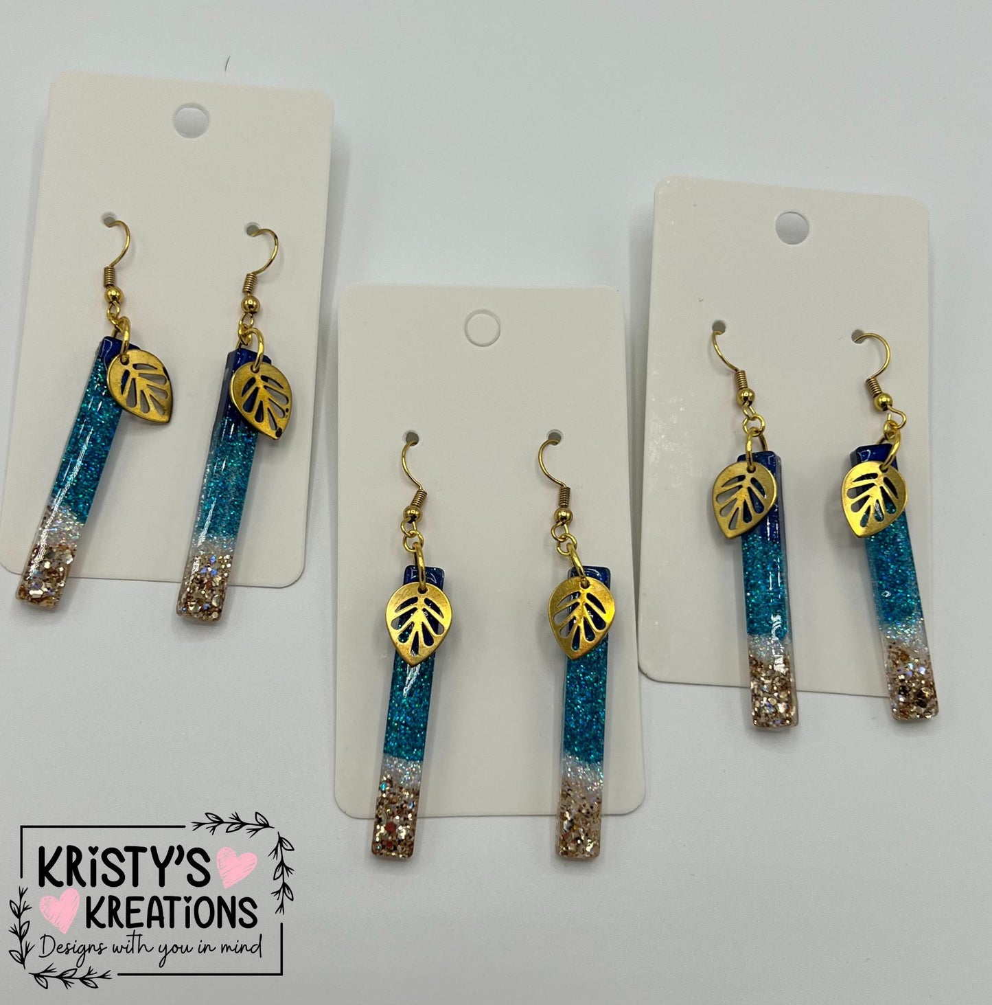 Paradise Bay Dangle Earrings: Coastal Glitter Earrings